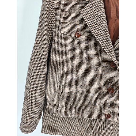 Pendleton Petite Brown Virgin Wool Crow's Foot Three-Button Skirt Suit Size M - Picture 5 of 6